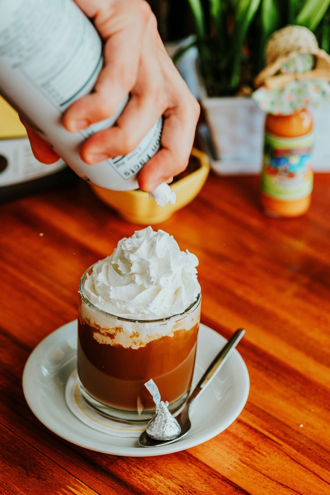 Special coffee with whipped cream