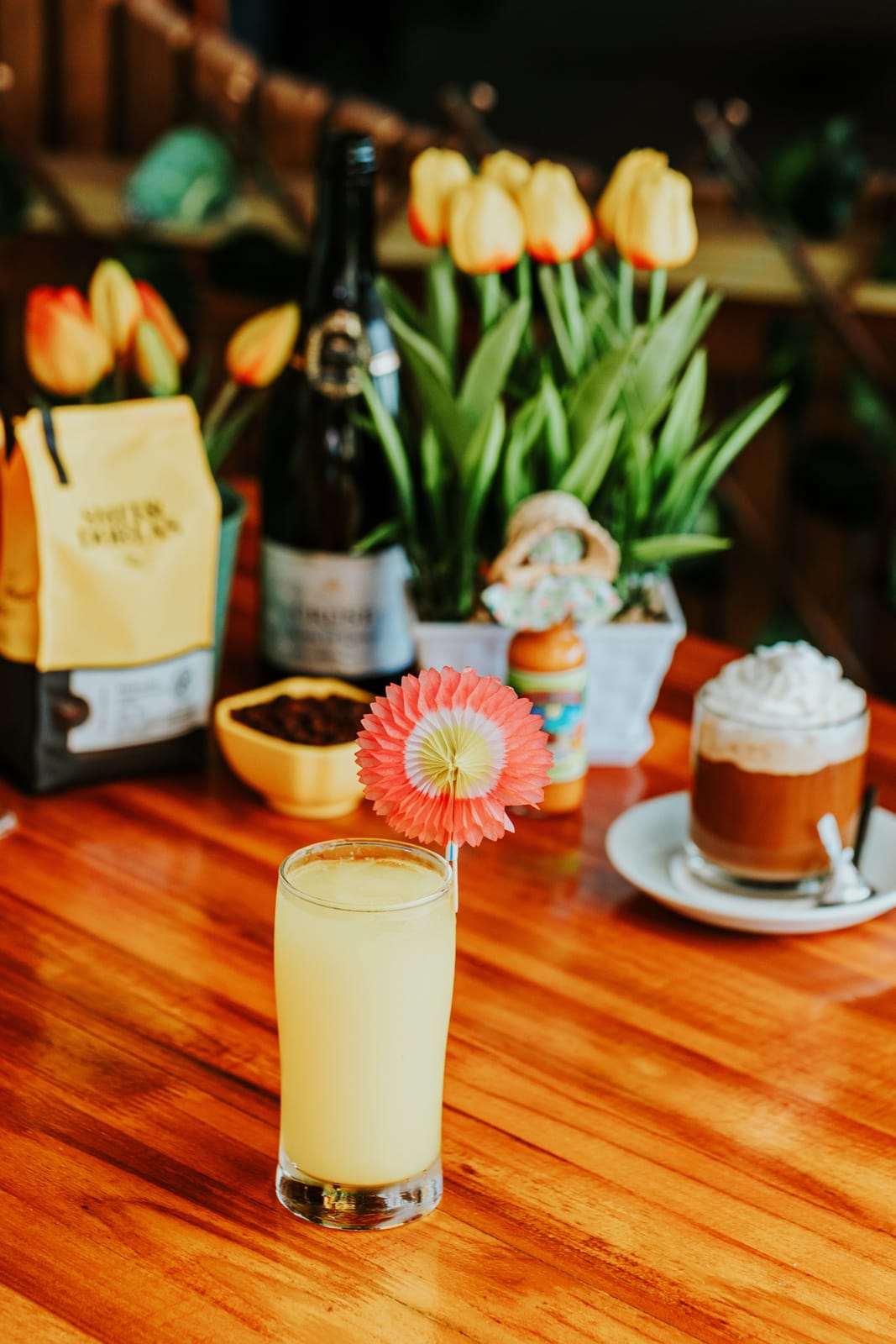 Fresh juice with flowers
