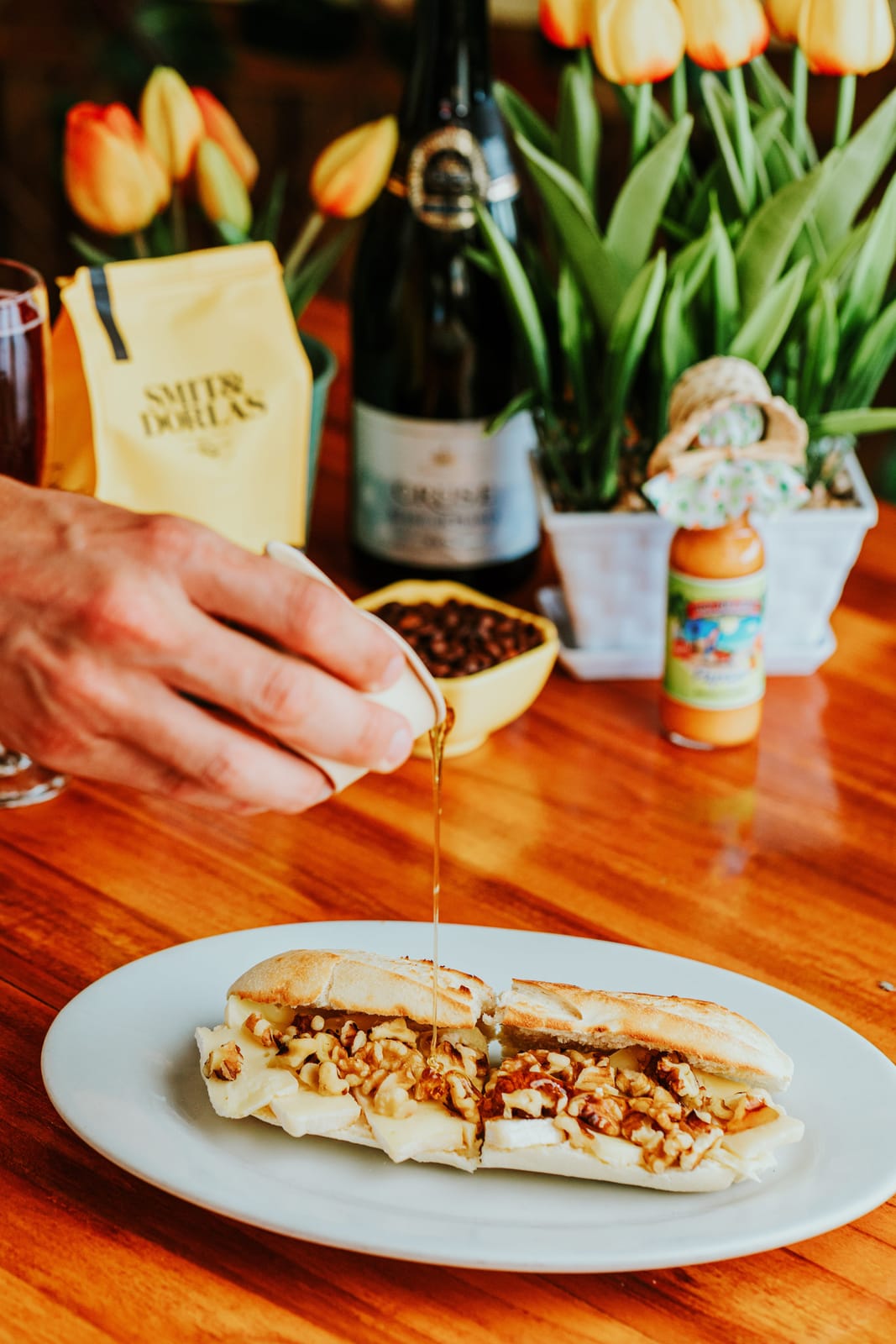 Brie walnut honey pancake